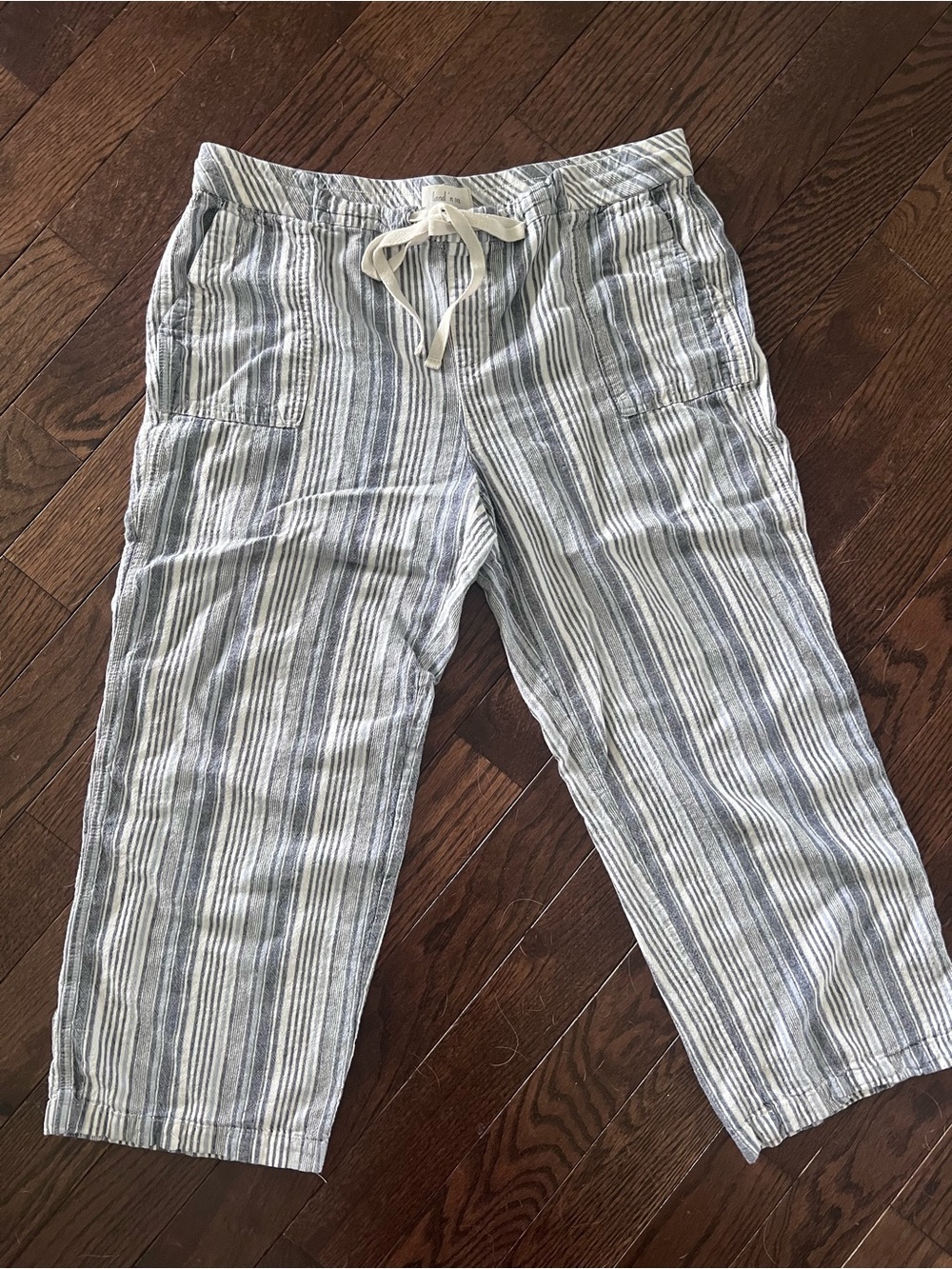 Land ‘n Sea Striped Drawstring cropped Pants Sz XL
